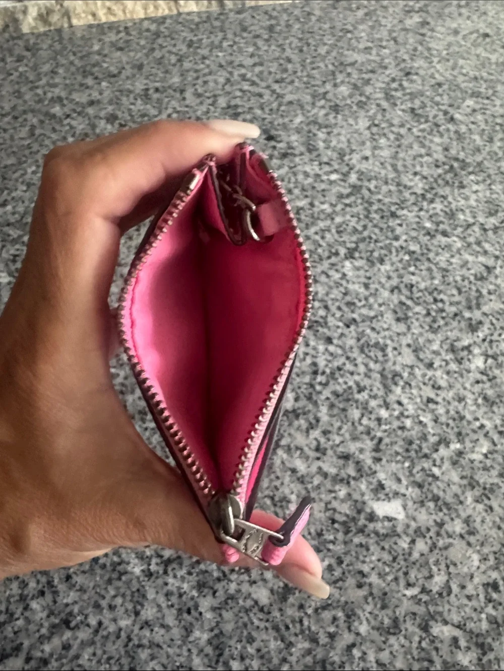 Coach Pink Leather Zip Card Case Keyring - Coach - NEW